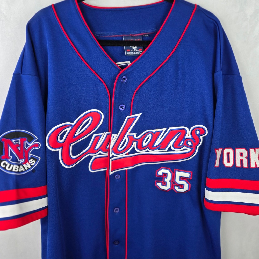 NLBM New‎ York Cubans Baseball Jersey Blue Mens 2XL Negro Leagues 35 Bigboy Gear